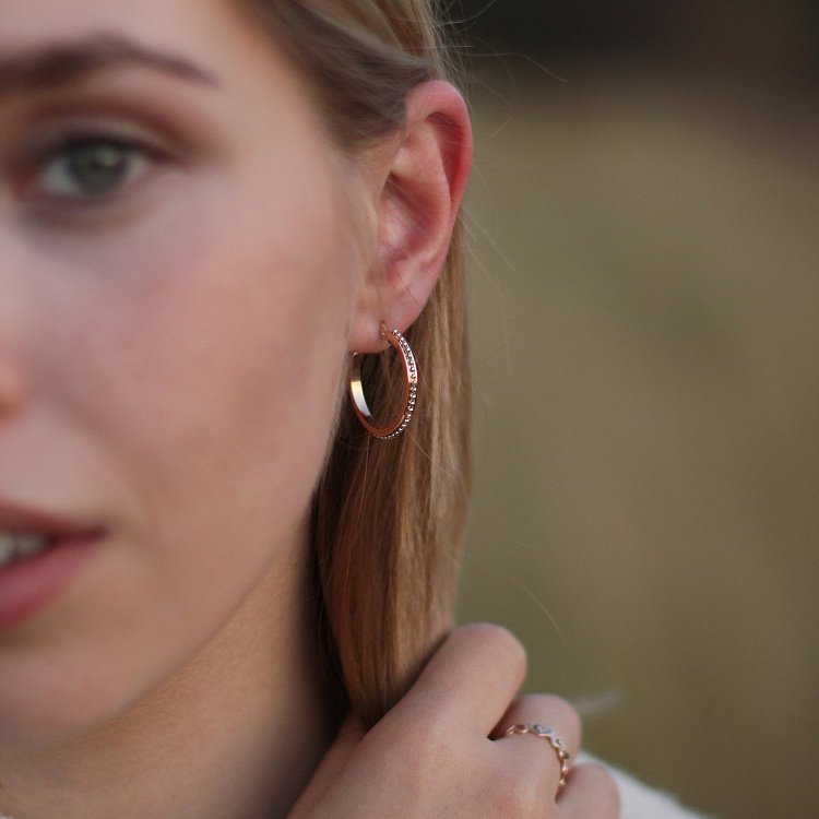 Золотые серьги - кольца с06507 от ювелирного магазина Оникс - 2