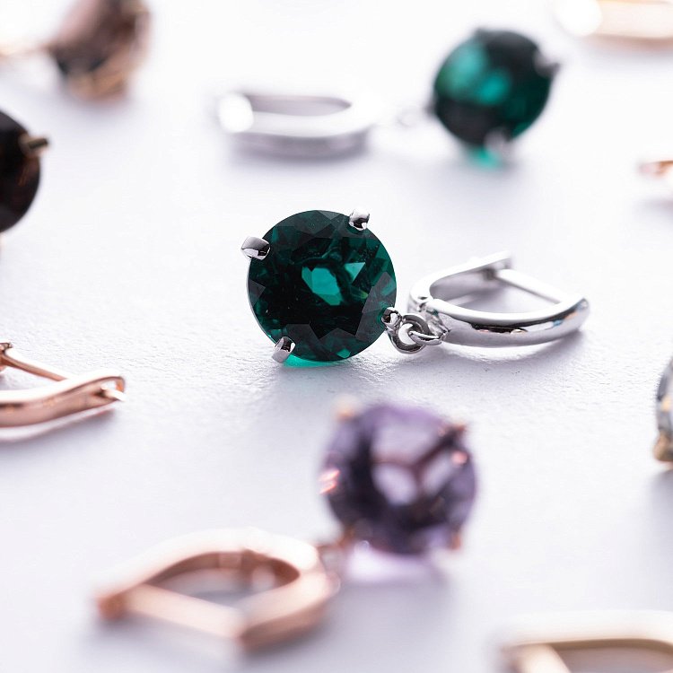 Золотые серьги "Влечение" с аметистом с05299 от ювелирного магазина Оникс - 12