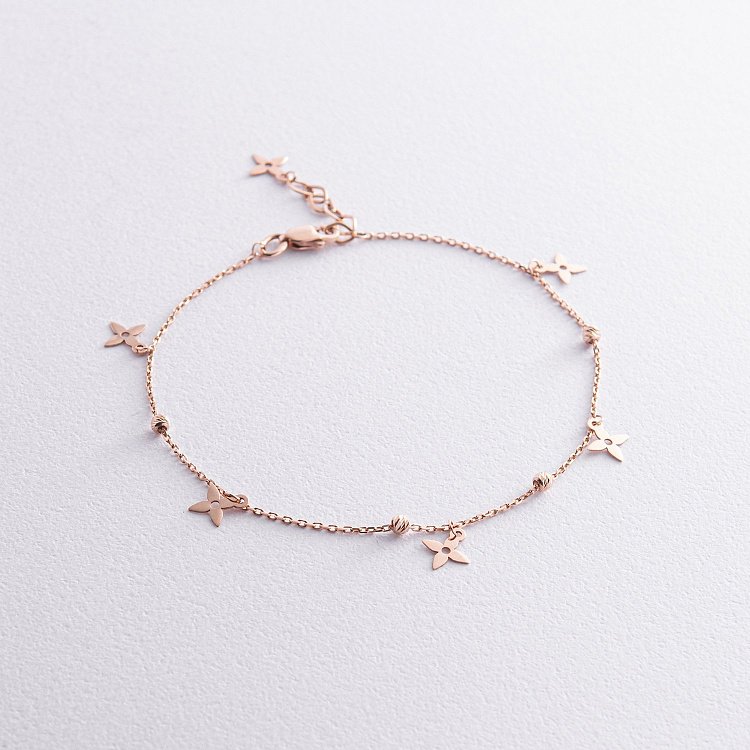 Браслет "Клевер" в красном золоте б04569 от ювелирного магазина Оникс