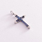 Золотий хрестик з синіми сапфірами і діамантами 1П759-0149 от ювелирного магазина Оникс