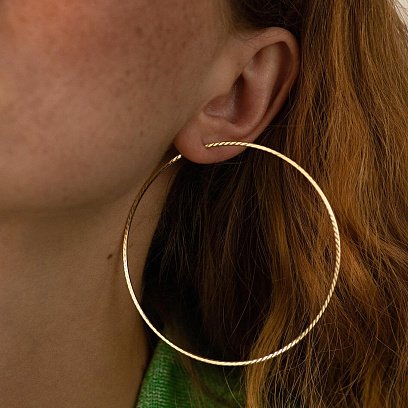 Серьги - кольца в желтом золоте (7.3 см) с08600