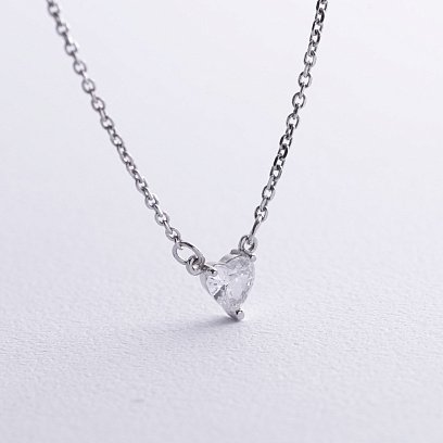 Срібне кольє "Сердечко" з фіанітом 1121
