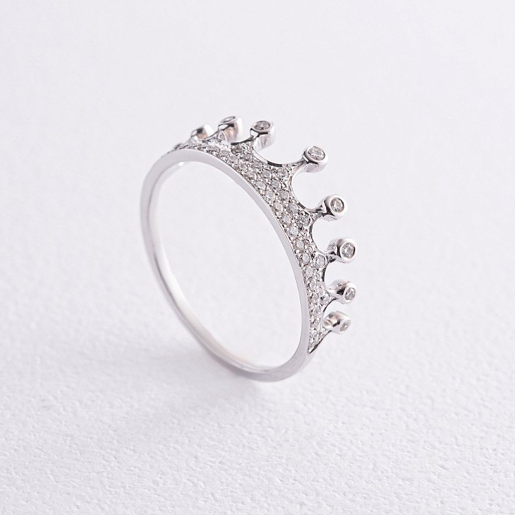 Золотое кольцо "Корона" с бриллиантами MR86479ca от ювелирного магазина Оникс