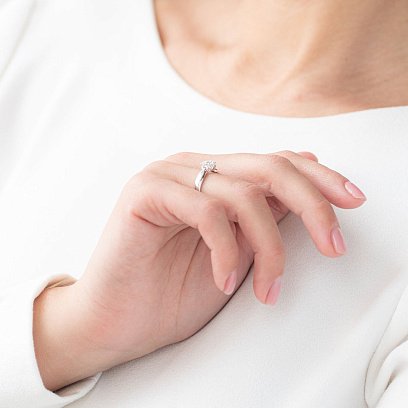 Помолвочное кольцо в белом золоте (фианит) к06592 №4