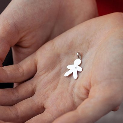 Золотий кулон "Хлопчик" з діамантом 138001121 №2