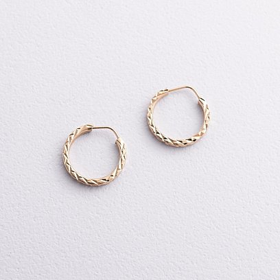 Сережки - кільця в жовтому золоті (1.2 см) с07307