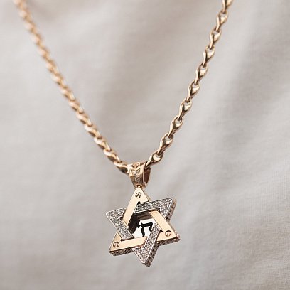 Золотой кулон "Звезда Давида. Символ CHAI" (фианиты) 1118ф №3