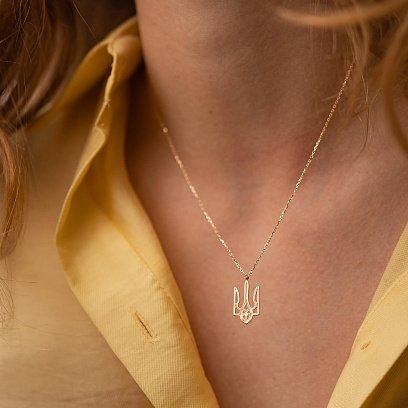 Кольє "Герб України - Тризуб" у червоному золоті (великий) кол02414 №5