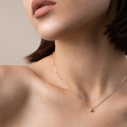 Серебряное колье с фианитом 18558 №2