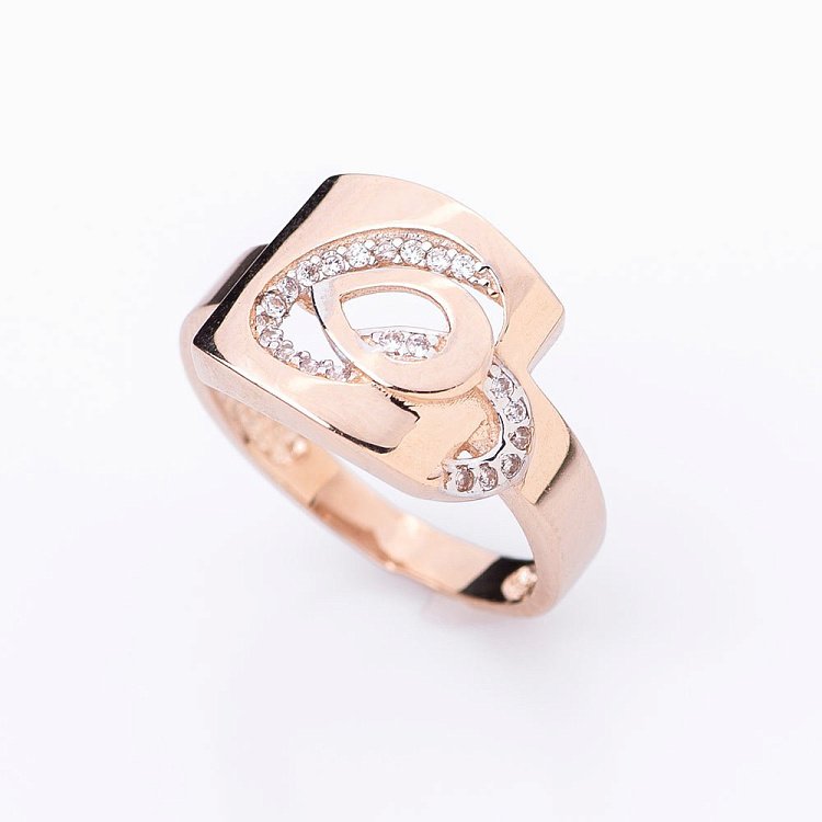 Золотое кольцо с фианитами к04956 от ювелирного магазина Оникс