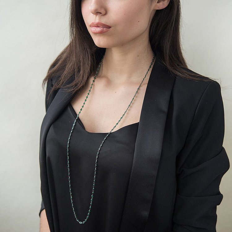 Серебряное колье с агатом 18493 от ювелирного магазина Оникс - 3