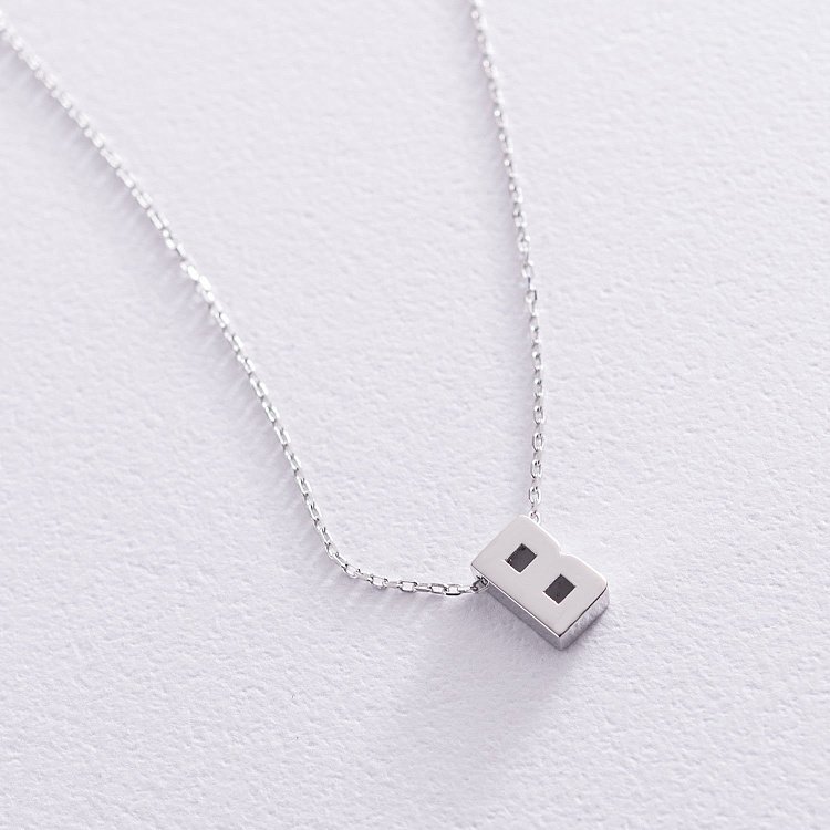 Колье с буквой "В" в белом золоте кол01254В от ювелирного магазина Оникс - 2