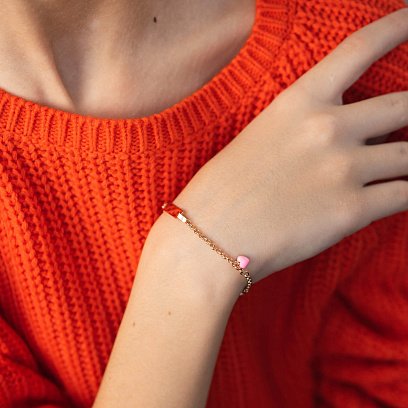 Золотий дитячий браслет "Метелик і Сердечко" з емаллю б04578 №3