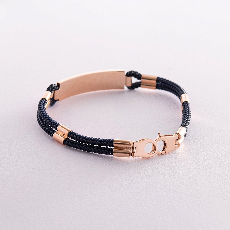 Чоловічий браслет із золотими вставками (можливе гравіювання) б05159 від ювелірного магазину Онікс - 5