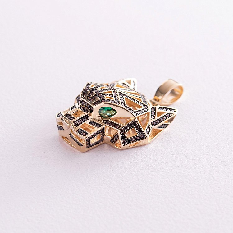 Подвеска "Пантера" с фианитами (желтое золото) п03723 от ювелирного магазина Оникс