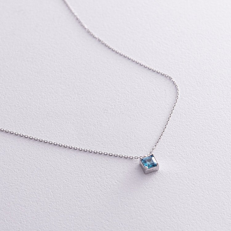 Золоте кольє "Альма" (блакитний фіаніт) кол02373 від ювелірного магазину Онікс - 6