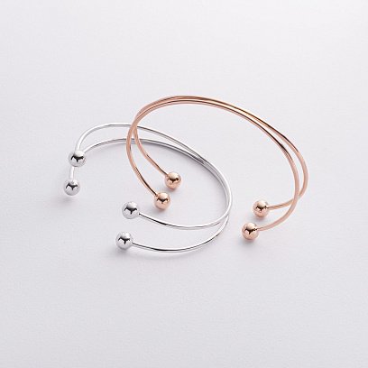 Жесткий браслет "Шарики" (белое золото) б05580 №5