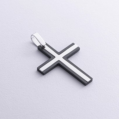 Крест из белого золота (циркон) 403-00007