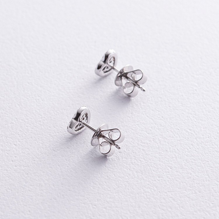 Золотые серьги - пусеты "Сердечки" с бриллиантами сб0466ch от ювелирного магазина Оникс - 4