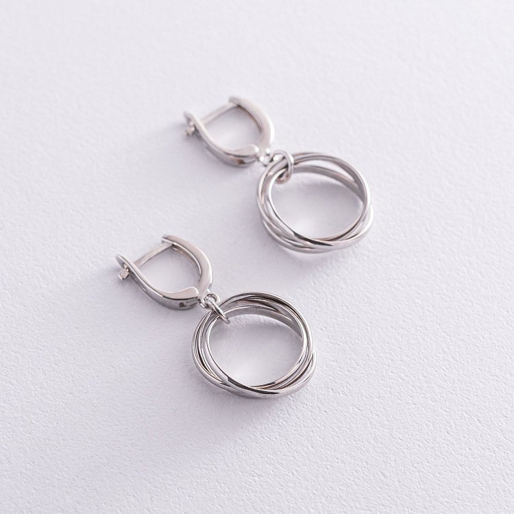 Серебряные серьги "Круговорот" на английской застежке 122986 от ювелирного магазина Оникс - 3