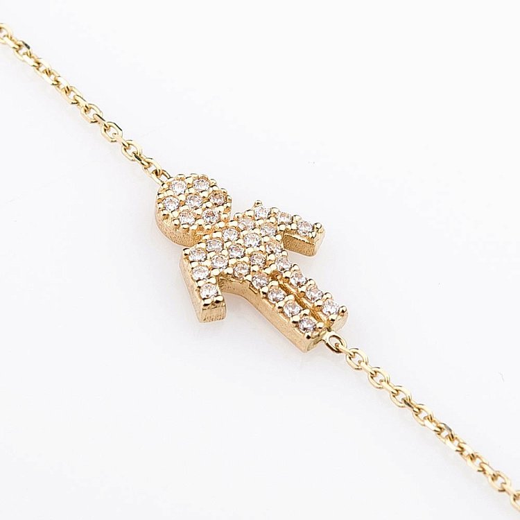 Золотой браслет "Мальчик" с фианитами б02531 от ювелирного магазина Оникс - 1