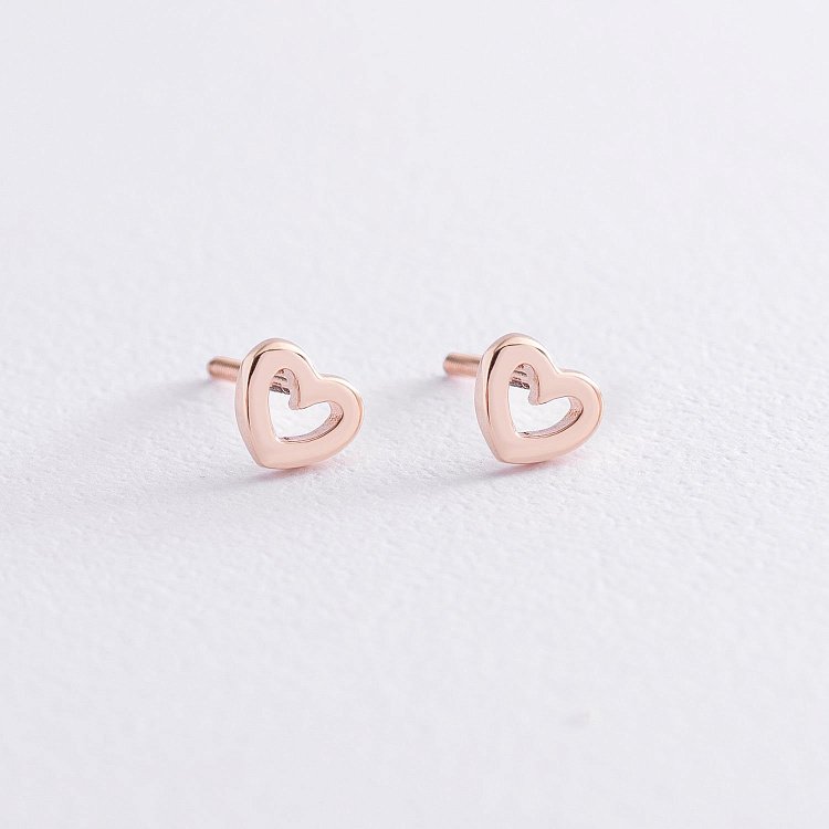 Золоті сережки-пусети "Сердечка" с06924 від ювелірного магазину Онікс