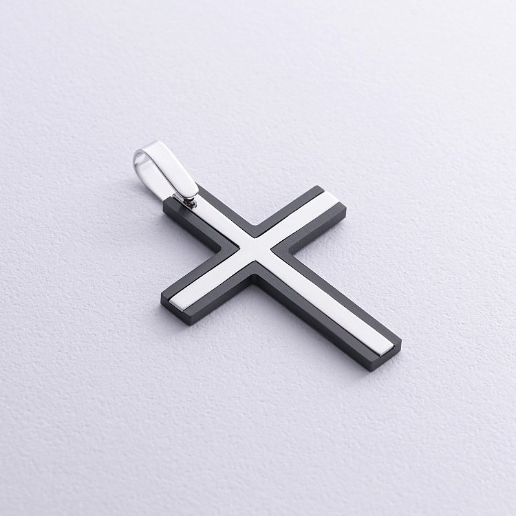 Крест из белого золота (циркон) 403-00007 от ювелирного магазина Оникс