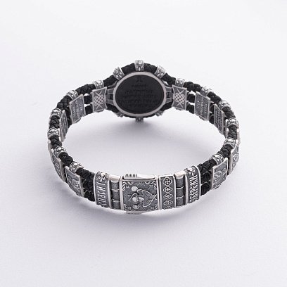 Срібний браслет "Спас Нерукотворний" (ебенове дерево) 1318 №9