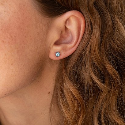 Золоті сережки - пусети з блакитними топазами сб0120gl №4