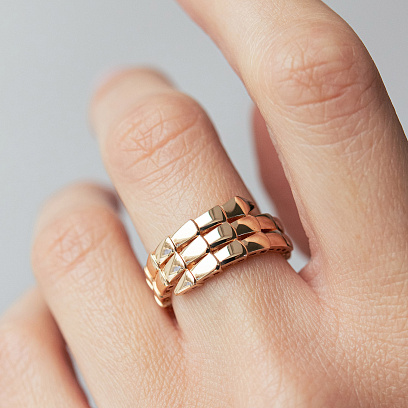 Кольцо "Змея" в красном золоте к08408 №4