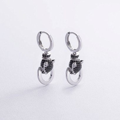 Золоті сережки "Пантери" з фіанітами с07161 №4