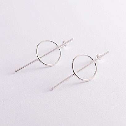 Срібні сережки - пусети "Баланс" 123038 №2