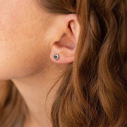 Золоті сережки - пусети "Сердечка" з сапфірами сб0414gl №4