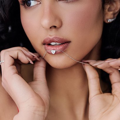 Колье "Сердечко" в белом золоте кол01828 №2