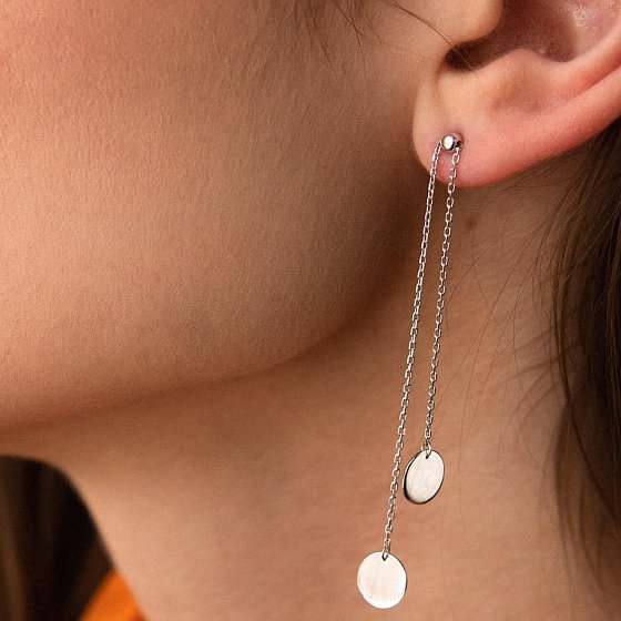 Серебряные серьги "Монетки на цепочке" 902-01112 №5