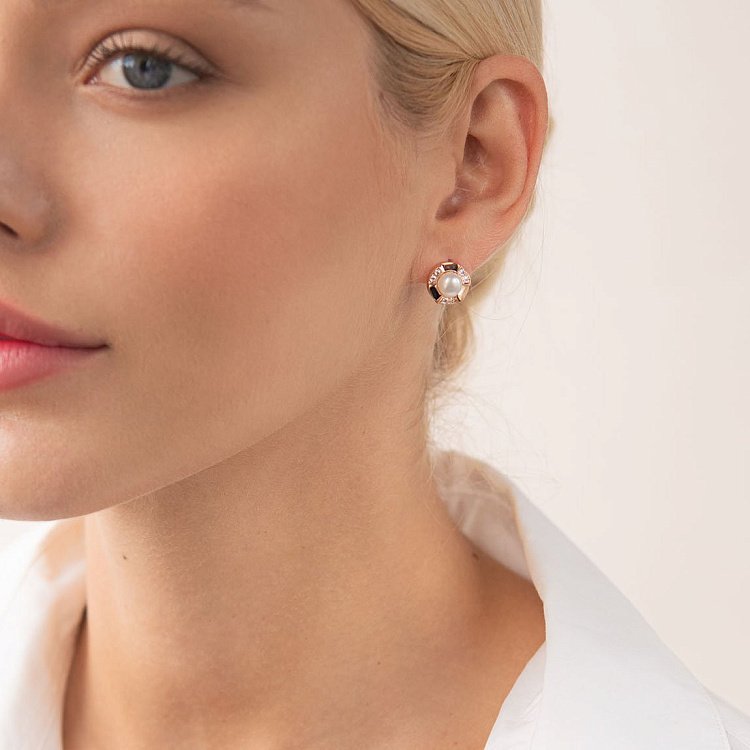 Золотые серьги (жемчуг, фианиты) с07360 от ювелирного магазина Оникс - 3