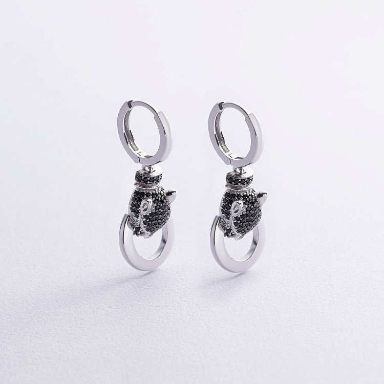 Золоті сережки "Пантери" з фіанітами с07161 від ювелірного магазину Онікс - 3