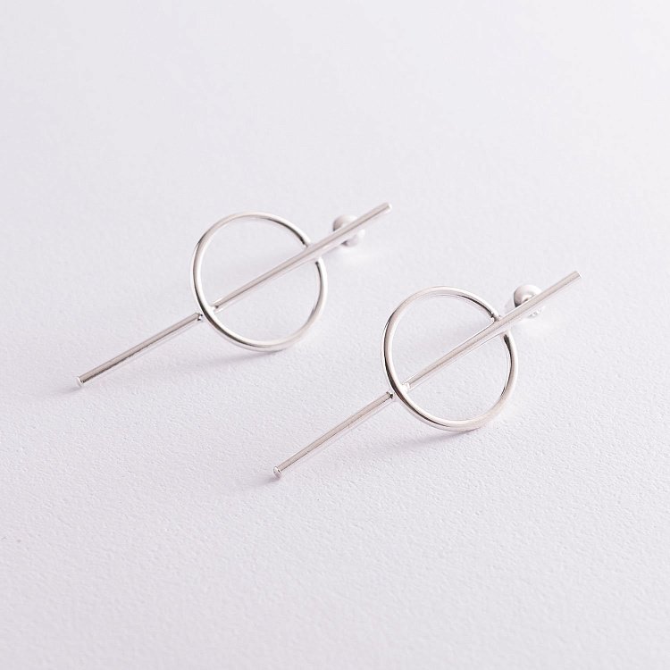 Срібні сережки - пусети "Баланс" 123038 від ювелірного магазину Онікс - 3