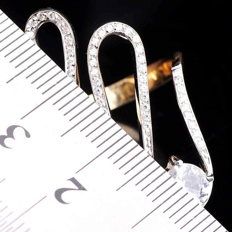 Женское кольцо из белого и желтого  золота с фианитами к02419 от ювелирного магазина Оникс - 7