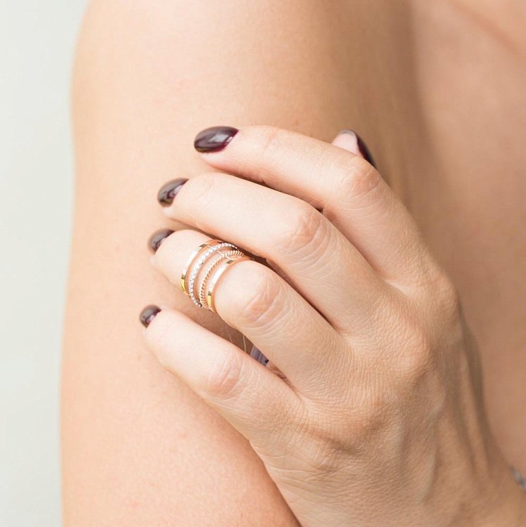 Золотое кольцо с фианитами к05245 - 3 Золотое кольцо с фианитами к05245 от ювелирного магазина Оникс - 3