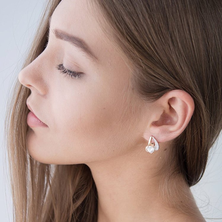 Золоті сережки з фіанітами с03854 від ювелірного магазину Онікс - 6