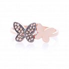 Золотое кольцо с бабочками (фианит) к06233 от ювелирного магазина Оникс - 2