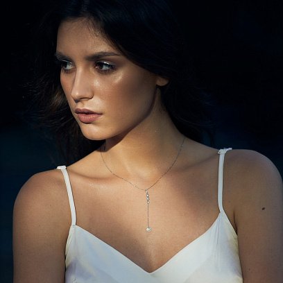 Кольє з білого золота з фіанітами кол01515 №9