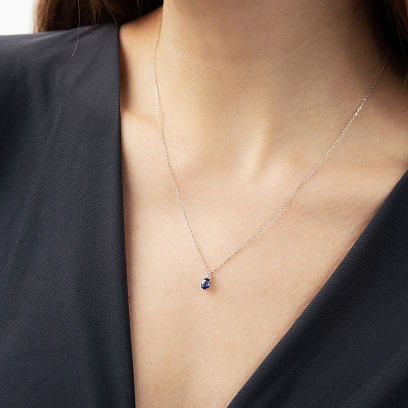 Колье в белом золоте (бриллиант, сапфир) колб0194sm №2