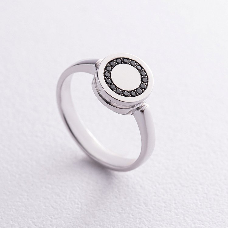 Золотое кольцо с черными бриллиантами 234521122 от ювелирного магазина Оникс