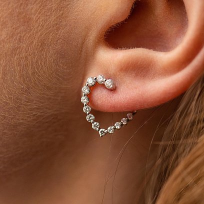 Золотые серьги "Сердечки" с бриллиантами сб0450nl
