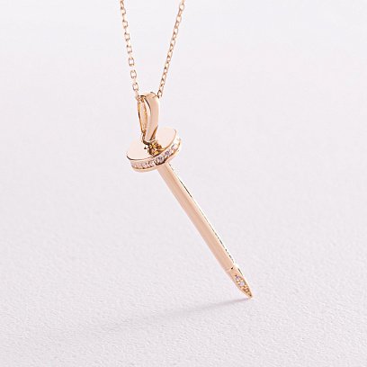 Кольє "Цвях" у жовтому золоті (фіаніти) кол02184 №3