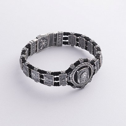 Серебряный браслет "Спас Нерукотворный" (эбеновое дерево) 1318 №8