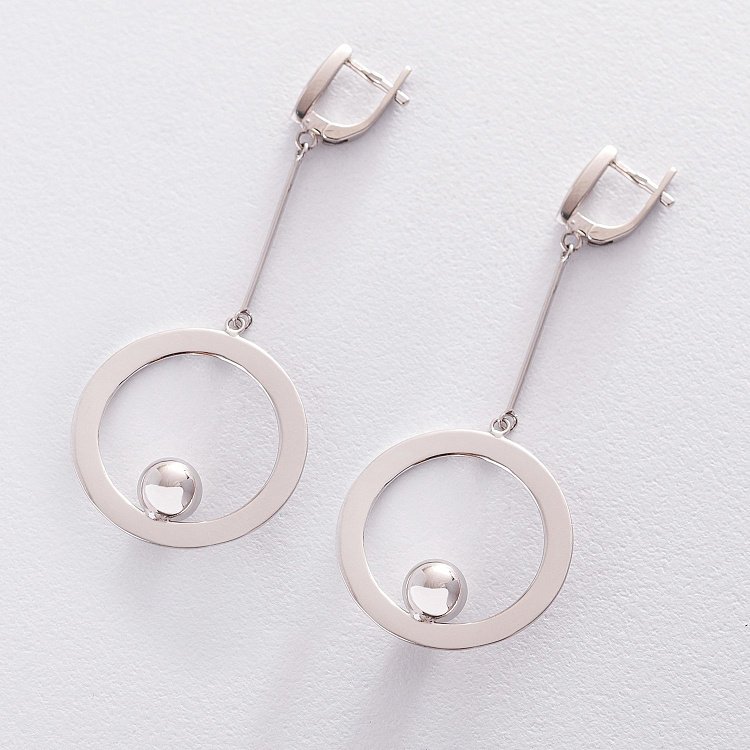 Серебряные серьги на английской застежке 122518 от ювелирного магазина Оникс - 1