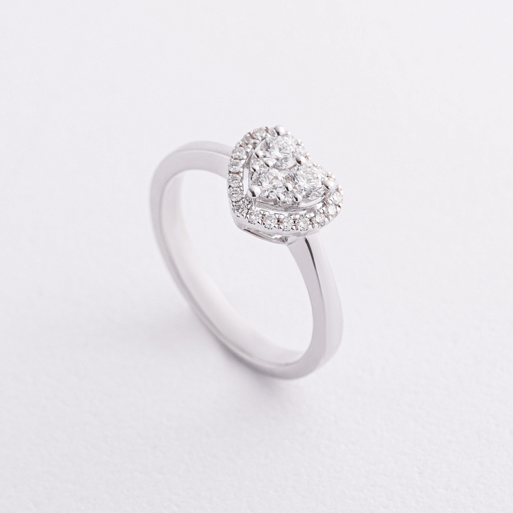 Золотое кольцо "Сердечко" с бриллиантами кб0608ri от ювелирного магазина Оникс